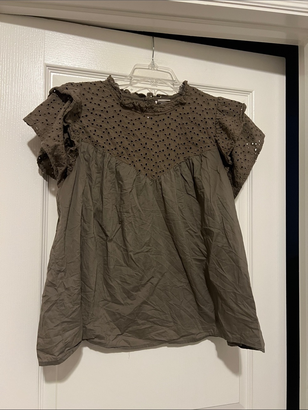 A New Day Eyelet Yoke Short Sleeve Top